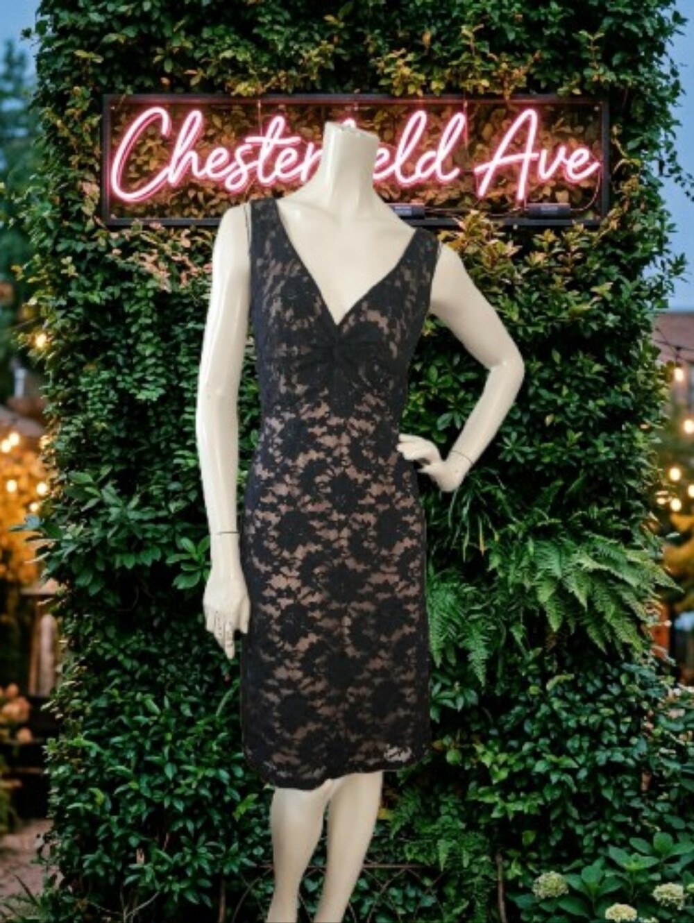Laundry By Shelli Segal Black Lace Cocktail Dress Women's 6p NEW
